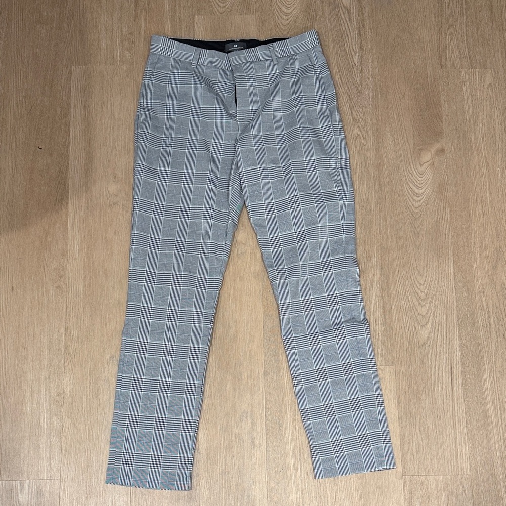 H&M Men's Gray Plaid Pants
